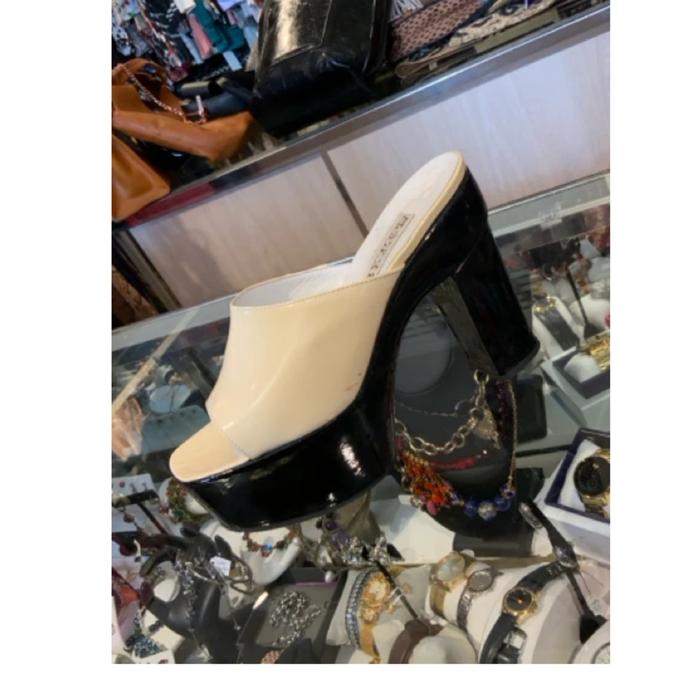 MASSIMO SCOLARO Sz 38 Platform Sandal Slide Open Toe 2 Tone